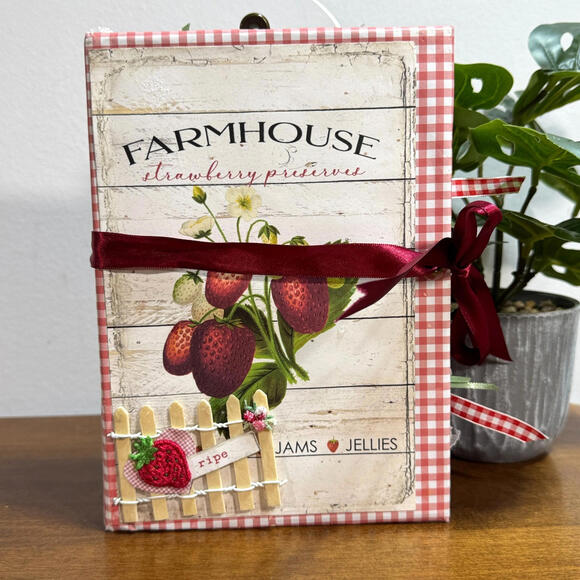 Farmhouse Strawberry Junk Journal Tuck Spots Cards Envelopes Belly Bands Tags